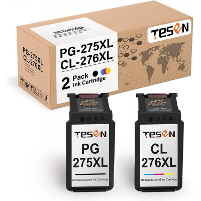 TESEN Remanufactured PG-275XL Ink Cartridge Replacement for Canon PG275XL CL276XL (K+T)